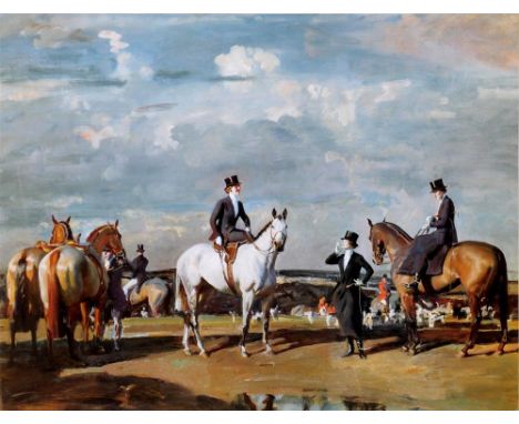 SIR ALFRED MUNNINGS 'Why weren't you out yesterday?', colour print, 50 x 65cm