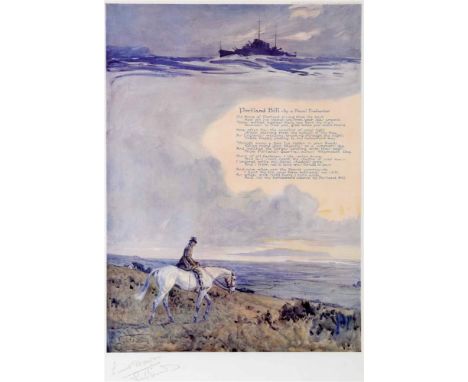 AFTER LIONEL EDWARDS  'Portland Bill', colour print, signed in pencil on the mount, 40 x 28cm
