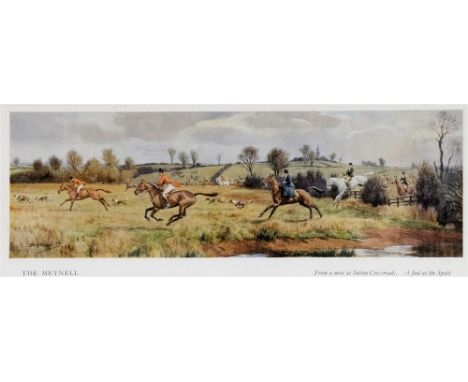 AFTER F.A. STEWART 'The Meynell. From a meet at Sutton Crossroads.  A find at the Spath'. 10cm x 17cm and three other hunting