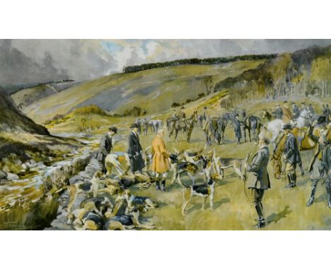 AFTER LIONEL EDWARDS The Devon and Somerset, the kill Colour print, signed in pencil on the mount, 30cm x 47cm