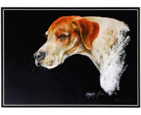 AFTER SALLY RUTHERFORD Head Study of a Foxhound, limited edition print, No 4/150, signed and numbered, 22 x 31cm