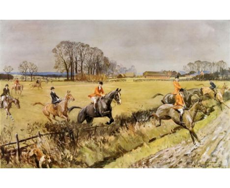 AFTER LIONEL EDWARDS  'Hunting Countries - The Old Surrey and Burstow', colour print, signed in pencil on the mount, 37 x 51c