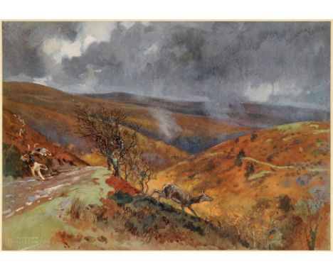 AFTER LIONEL EDWARDS 'Hind Hunting, back into Horner (Devon and Somerset)', colour print, 18 x 26cm; and six other similar (7