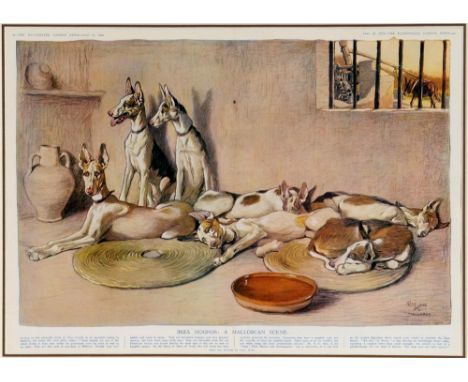 AFTER CECIL ALDIN Ibiza Hounds: a Mallorcan Scene, colour print, Illustrated London News, April 21, 1934, 35 x 49cm