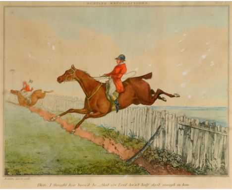 AFTER HENRY ALKEN 'Hunting Recollections' a set of six titled colour hunting prints, 25 x 31.5cm