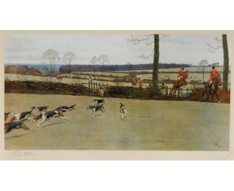AFTER CECIL ALDIN (BRITISH, 1870-1935) A 'Hunting Countries' scene, colour print, signed in pencil lower left, Frost & Reed l