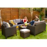 FREE DELIVERY - JOB LOT OF 5X 8-SEATER RATTAN CHAIR & SOFA GARDEN FURNITURE SET - BLACK (SBA-00176)