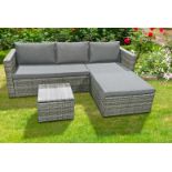 FREE DELIVERY - JOBLOT OF 5X 4-SEATER CORNER SOFA GARDEN FURNITURE SET - GREY (SBA-00125)