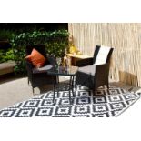 FREE DELIVERY - 2-SEATER RATTAN BISTRO GARDEN FURNITURE SET - BLACK (NBN-00031)