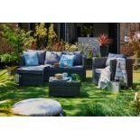 FREE DELIVERY - 5-SEATER CORNER SOFA & ARM CHAIR GARDEN RATTAN FURNITURE SET - GREY (NBN-00024)