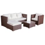 FREE DELIVERY - 5-SEATER CORNER SOFA & ARM CHAIR GARDEN RATTAN FURNITURE SET - BROWN (NBN-00023)