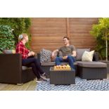 FREE DELIVERY - 5-SEATER CORNER SOFA & ARM CHAIR GARDEN RATTAN FURNITURE SET - BLACK (NBN-00022)