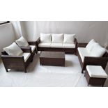 FREE DELIVERY - JOB LOT OF 5X 8-SEATER RATTAN CHAIR & SOFA GARDEN FURNITURE SET - BROWN (SBA-00177)