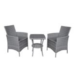 FREE DELIVERY - 5X JOBLOT OF 2-SEATER RATTAN BISTRO GARDEN FURNITURE SET - GREY (NBN-00033)