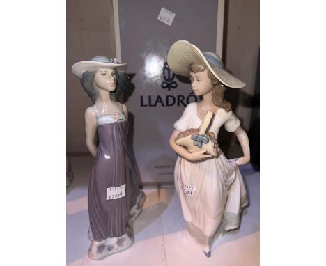 A boxed figure of a young girl by Lladro No 5644; a similar Nao figure and other figures 
