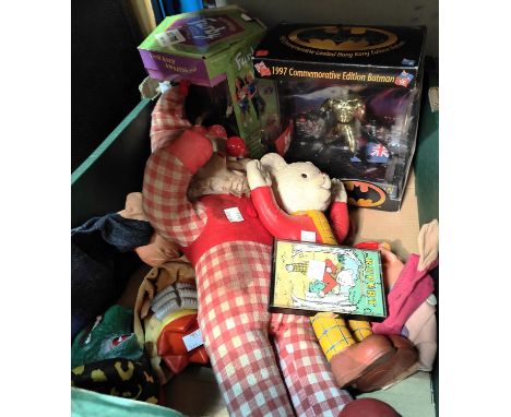 A 1997 Hong Kong edition Batman figure, in original box; a mid 20th century Furby glove puppet, in original box; etc. 