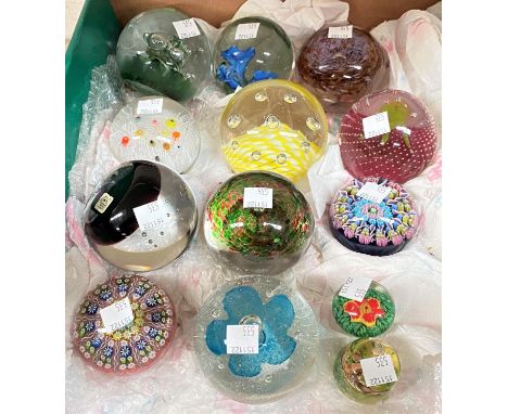 A collection of 13 modern Caithness paperweights; and others 