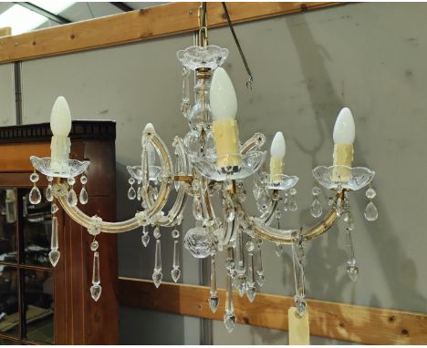 A five branch cut glass chandelier 