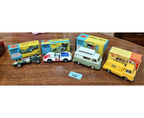 2 originally boxed Corgi cars:- "Ford Thames Airhorn Caravan"&nbsp;Porsche Carrera 6" 330; "Lotus Climax Formula 1" 155; A Di