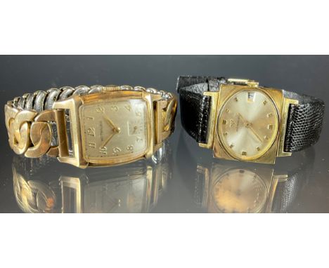 A 1950/60s Wittnauer (Longines) gold plated cased wristwatch, 26mm case, oval silvered dial, raised block baton markers, date