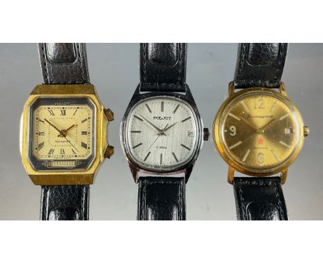 Watches - a Russian (USSR period) gold plated Commanders or Officers wristwatch, made by Order of the Defence Ministry, 34mm 