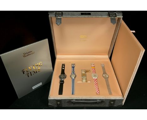 A Vivienne Westwood for Swatch Limited Edition Flying Time Watch Collection, issued 2001, in a special silver and pink briefc