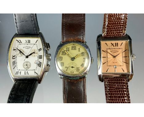 Rotary  - a 1940s military style wristwatch, silvered dial, yellowed crystal, bold Arabic numerals, luminous hands, subsidiar