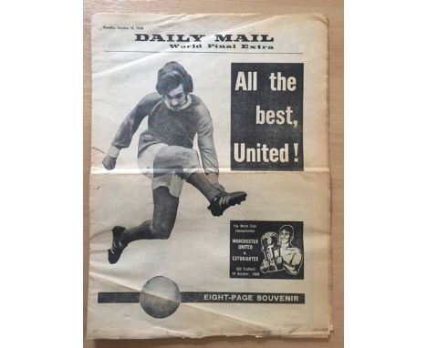 68/69 Manchester United v Estudiantes Football Newspaper: Features George Best on cover of the full Daily Mirror newspaper da