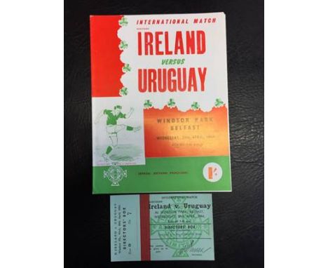 1964 Ireland v Uruguay Programme + Ticket: Dated 29th April 1964. George Best played in this match. Match programme and unuse