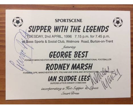 Marsh + Best Signed Dinner Entry Ticket: Sportscene Supper with the legends. Personally  signed by George Best and Rodney Mar
