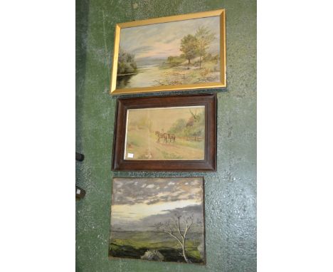 J Heathcote Hunt
Packhorse Bridge, Dovedale, Derbyshire
signed, titled and dated to verso, 1973,
oil on canvas, 40cm x 50cm;
