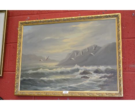 A Sanders
Seascape with Birds Taking Flight
signed, oil