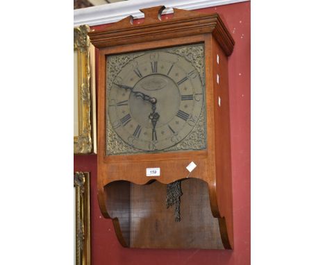 An 18th century thirty hour longcase clock movement, square brass dial signed John Porthouse, Penrith adapted in a later ligh