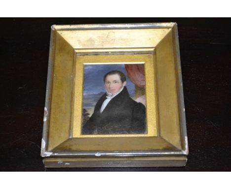 English School (early 19th century), a portrait miniature, of a young gentleman, half-length, with short brown hair, wearing 