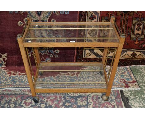 An Art Deco glass and mahogany tea trolley 