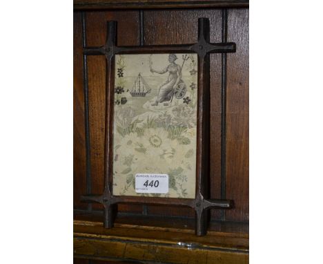 A Victorian Stevengraph, worked in silks with a ship, Britannia and flowers, dated 1851, 15.5cm x 19.5cm