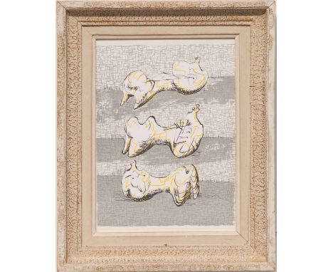 HENRY MOORE 'Reclining Figures', 1972, original lithograph, printed by Mourlot, 31cm x 23cm, framed and glazed.