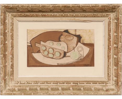 GEORGES BRAQUE 'Grenades et Pipe', lithograph, ref: Espaces, edition: 300 - numbered, 25cm x 40cm, framed and glazed. 