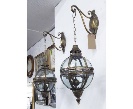 HANGING LANTERNS, a pair, vintage Arabic style, gilt finish. (2)