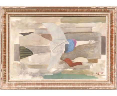 GEORGES BRAQUE 'Oiseau', lithograph, 1955, Ref: Carnets Intimes, printed by Mourlot, 34cm x 52cm, framed and glazed. 