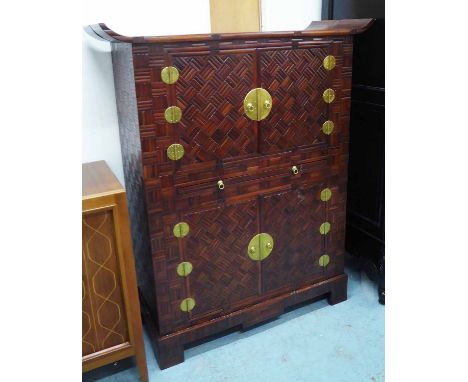 MAITLAND AND GLASCOE DRINKS CABINET, Chinese style, with cupboard above and below with pull out shelf, 118cm x 44cm x 141cm H