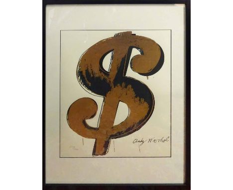 ANDY WARHOL 'Dollar sign', lithograph, with signature in the plate, numbered 2304/3000, with CMOA stamp verso, 50cm x 40cm, f