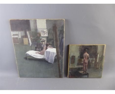 Leslie Prothero British (1946-2017), Oil on Canvas, entitled 'Standing Nude', note to verso states painting won the 'Landseer
