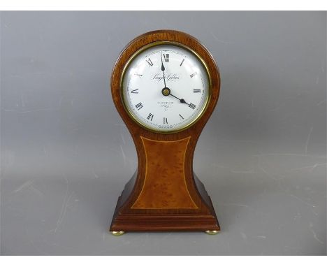 A Contemporary Knight Gibbons Edwardian-Style Walnut Inlaid Mantel Clock, approx 25 cms.