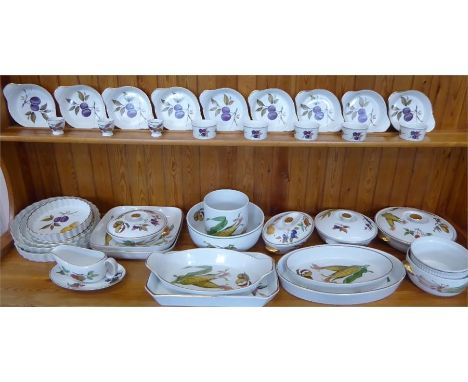 A Quantity of Royal Worcester Evesham Ware,&nbsp; including nine circular 'olive' dishes, three egg cups, five ramekins, five