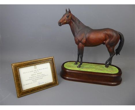 A Limited Edition Royal Worcester Porcelain Study of Racehorse, Mill Reef, as modelled by Doris Linder, no 119/500, on a hard