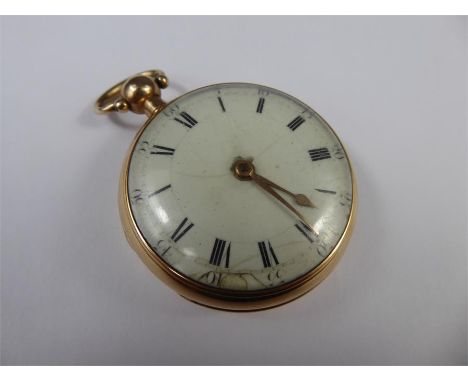 A Thomas Smart 18ct Gold Gentleman's Open Faced Pocket Watch, the watch having a fusee movement nr 68, key wind, white enamel