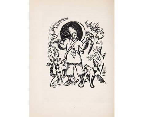 Defoe, Daniel: Robinson Crusoë. München: Goltz 1919.  32 x 25 cm. Mit 85 Abb. n. Zeichnungen von R. Seewald. 4 Bll., 318 SS.,