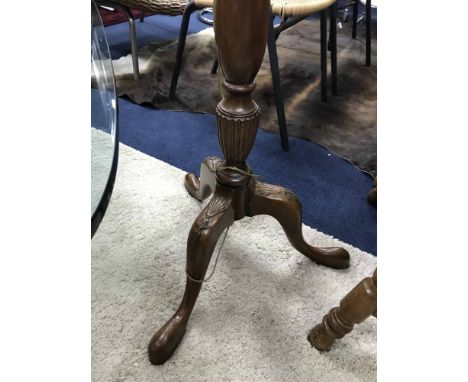 MAHOGANY FLOOR LAMP ON TRIPOD BASE