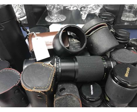 LOT OF CAMERA LENSES including Canon, MIranda and Yashica etc